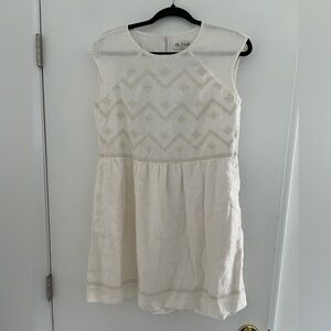 Madewell Cream Embroidered Patterned Cotton Mini Dress